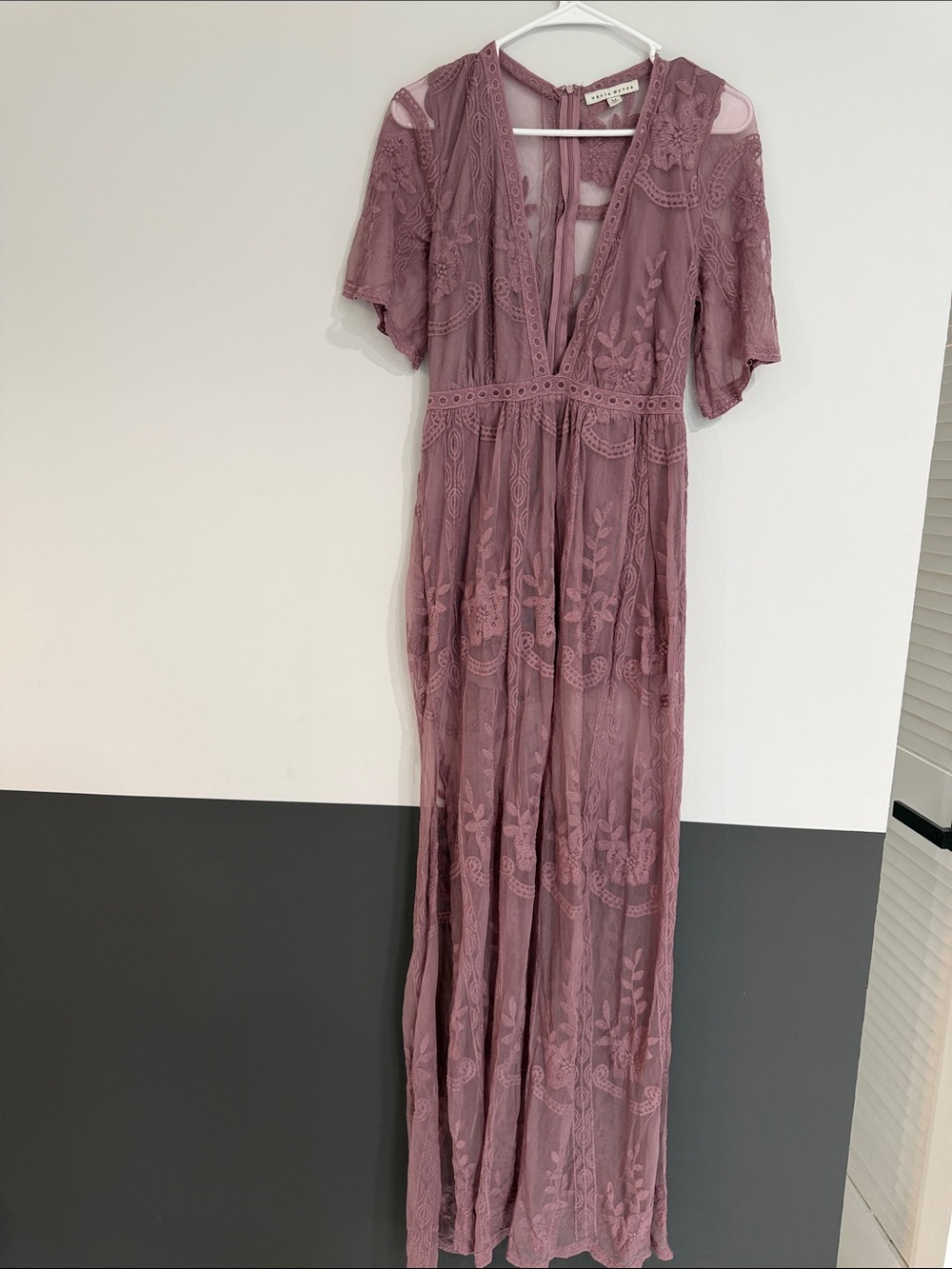 Haute Monde Dusty Rose Lace Maxi Dress